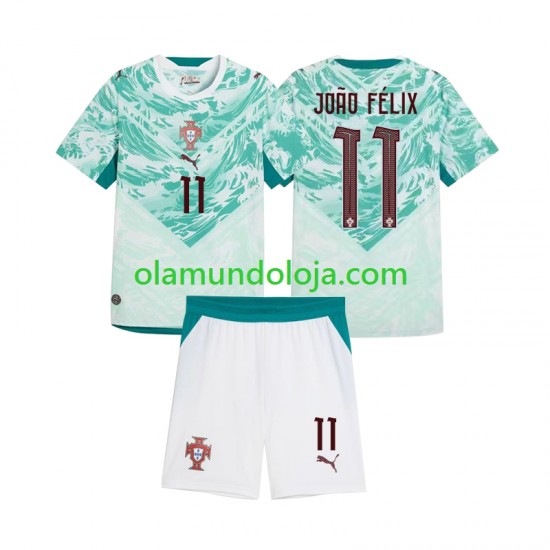 Camisola Portugal Joao Felix 11 Criança Equipamento Segundo 2026 2027 Manga Curta